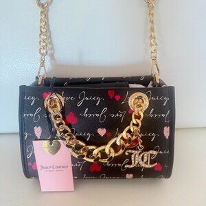NWT JUICY COUTURE LOVE LETTER MINI TOTE CROSSBODY BAG PURSE BLACK